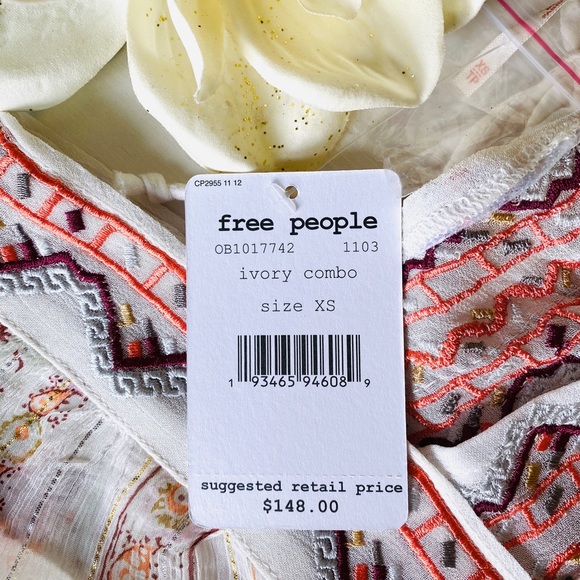 NWT Free People Chiffon Tunic w 2 ties on the back - Picture 7 of 8